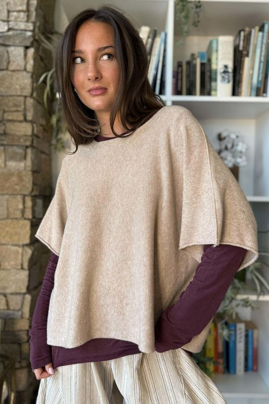 Essential Cashmere Blend Sheer Layering Top Damson - *